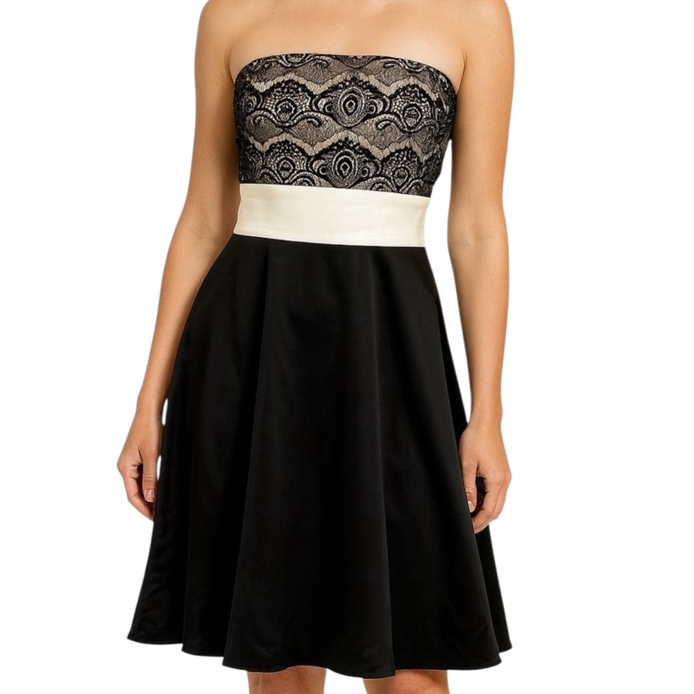 Tahari Arthur S Levine Black & Cream Cocktail Dress Size 6